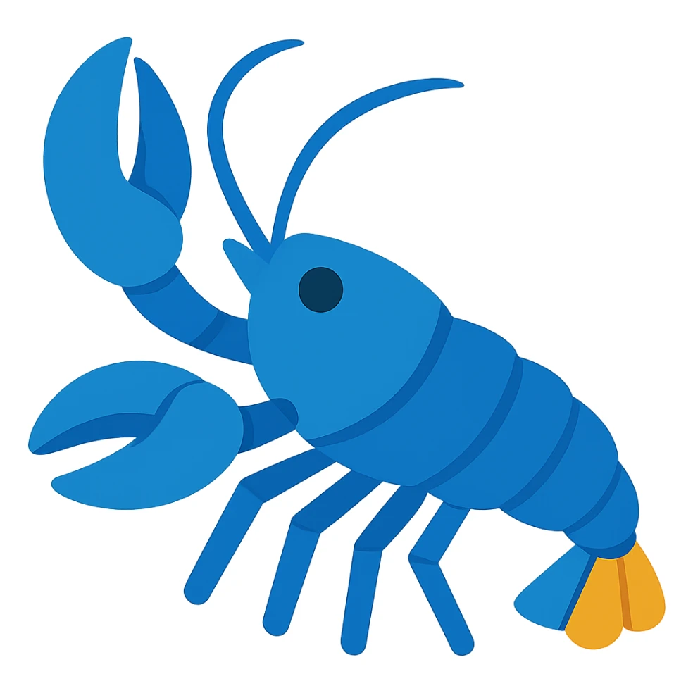 Make the crayfish blue, keep the vibrant toon style, with no background. sticker