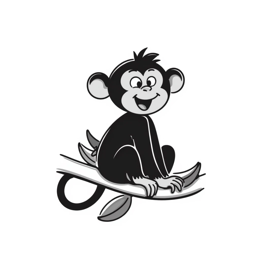 hand-drawn doodle of a laughing monkey sticker