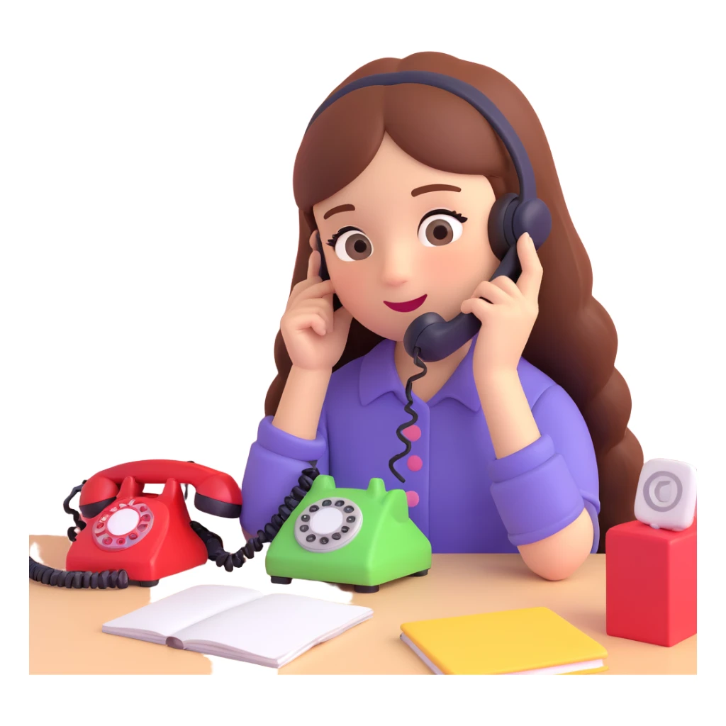 girl talking on telephone in her room sticker