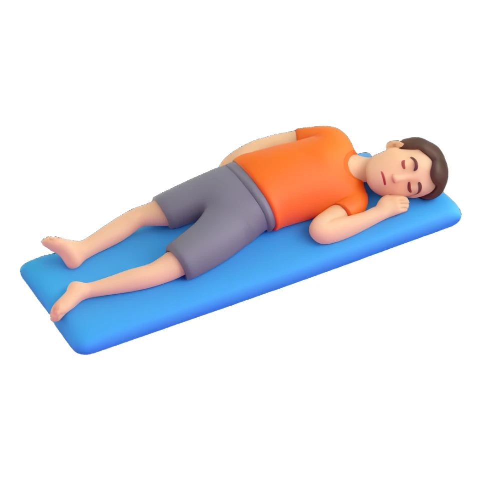 person sleeping prone, body fully flat on stomach, simple style sticker