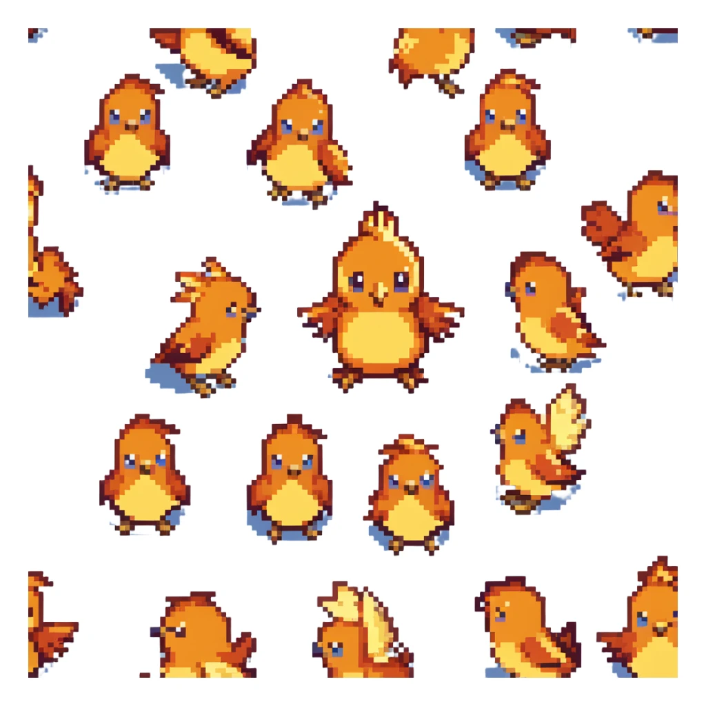 Torchic, the small orange fire-type chick Pokémon with yellow feathers on head and small beak sticker