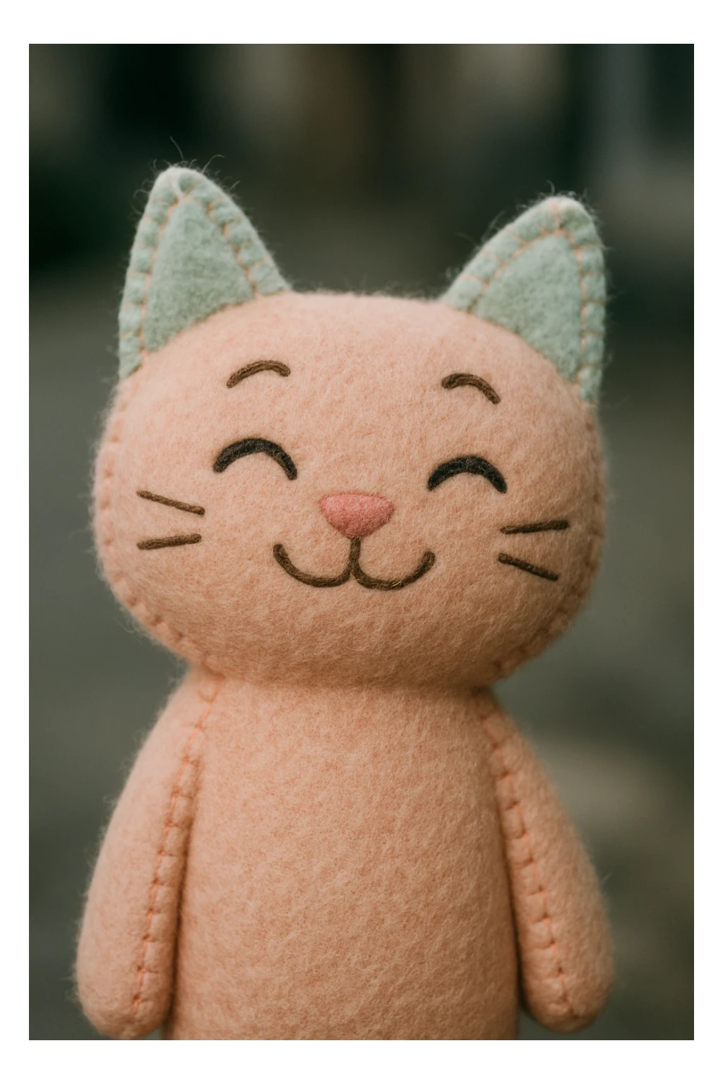 a smiling cat plush portrait, soft and cuddly, pastel colors sticker