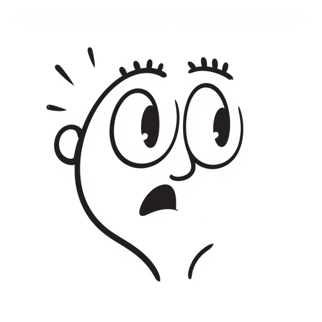 scribbled lines face with shocked expression, doodle style, after witnessing cannibalism sticker