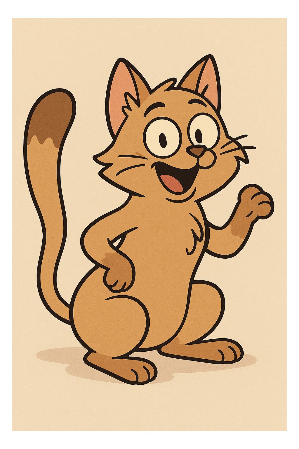 playful cat, flat toon cartoon style sticker