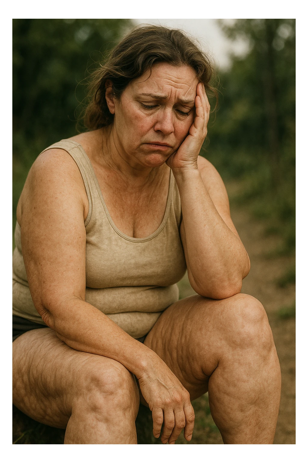 dONNA CON tanta cellulite disperata e stanca della sua condizione sticker