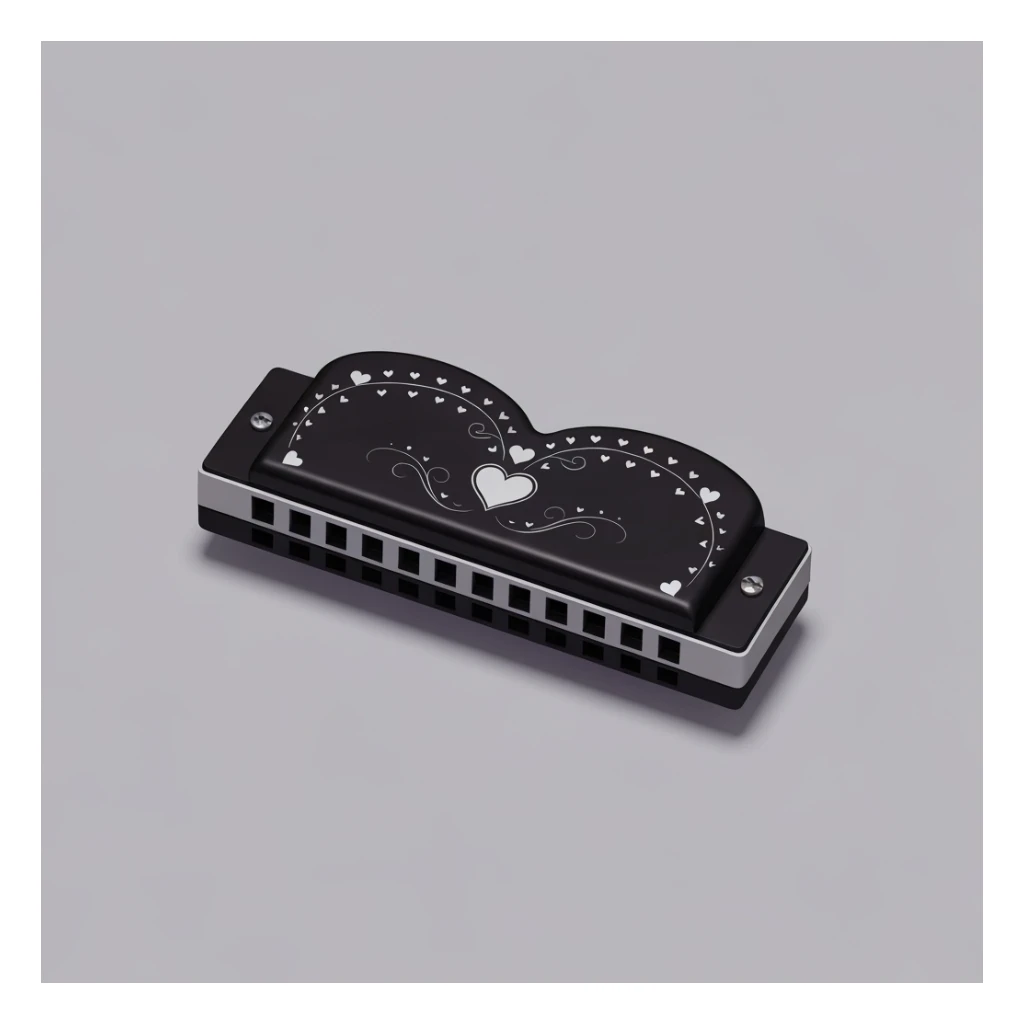 goth heart harmonica, cute, expressive, minimal sticker