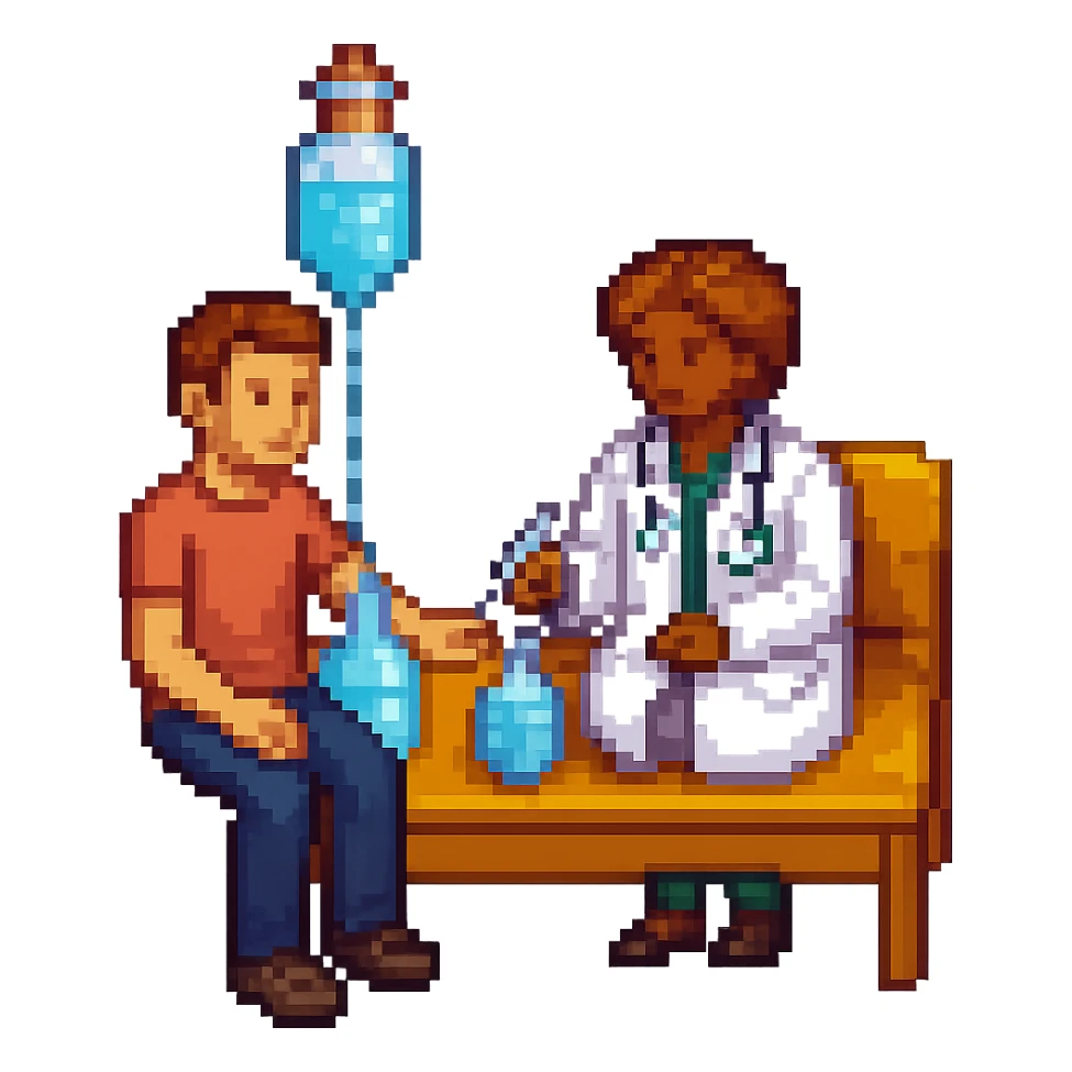 A female doctor who is doing PRP injections, add a patient sticker