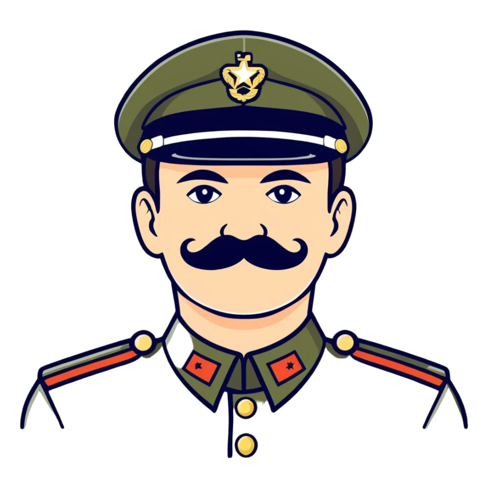 historical figure with a mustache and military uniform sticker
