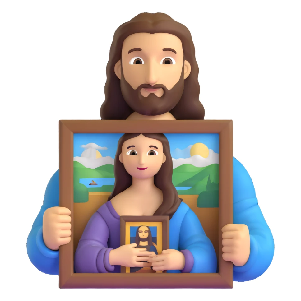 Leonardo da Vinci with Mona Lisa painting sticker