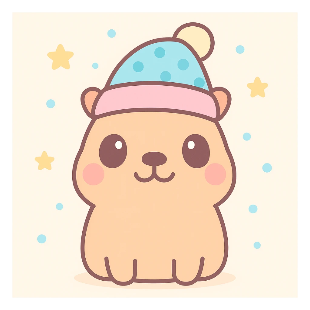 capybara with a Christmas hat, colorful and cute illustration style sticker