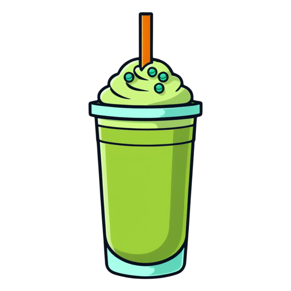 iced matcha latte with boba pearls sticker