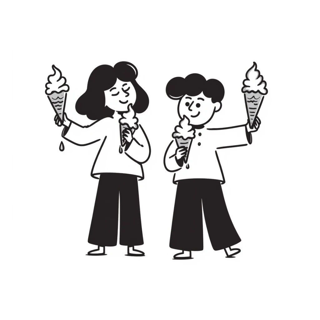 happy children with melting ice cream cones sticker