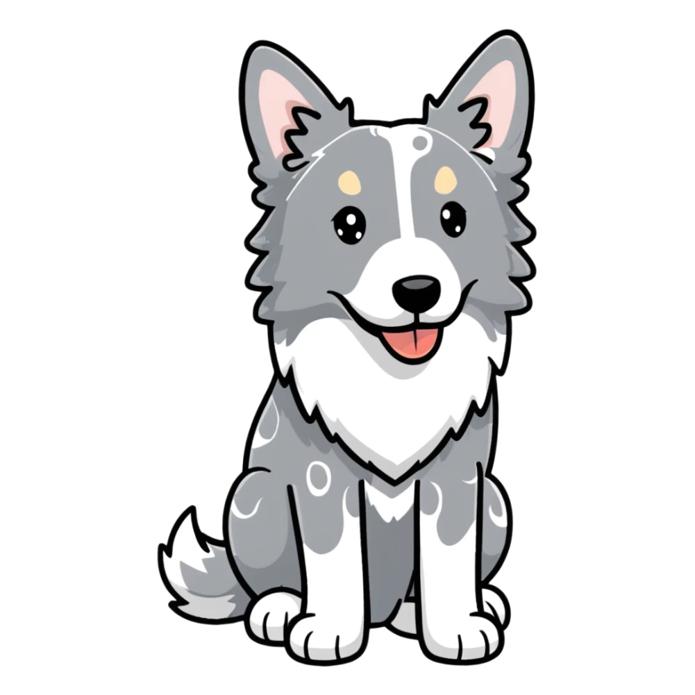 Grey spotted Merle Border Collie dog full body sticker