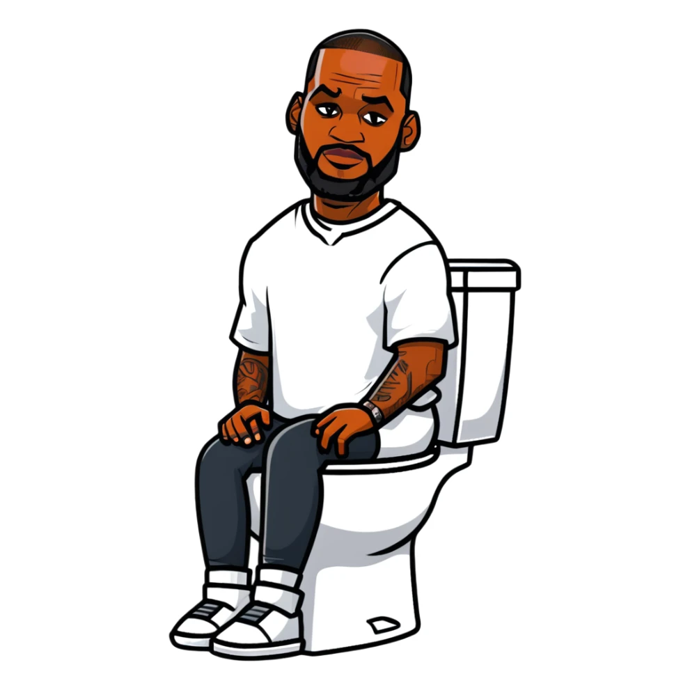 LeBron James sitting on a toilet sticker