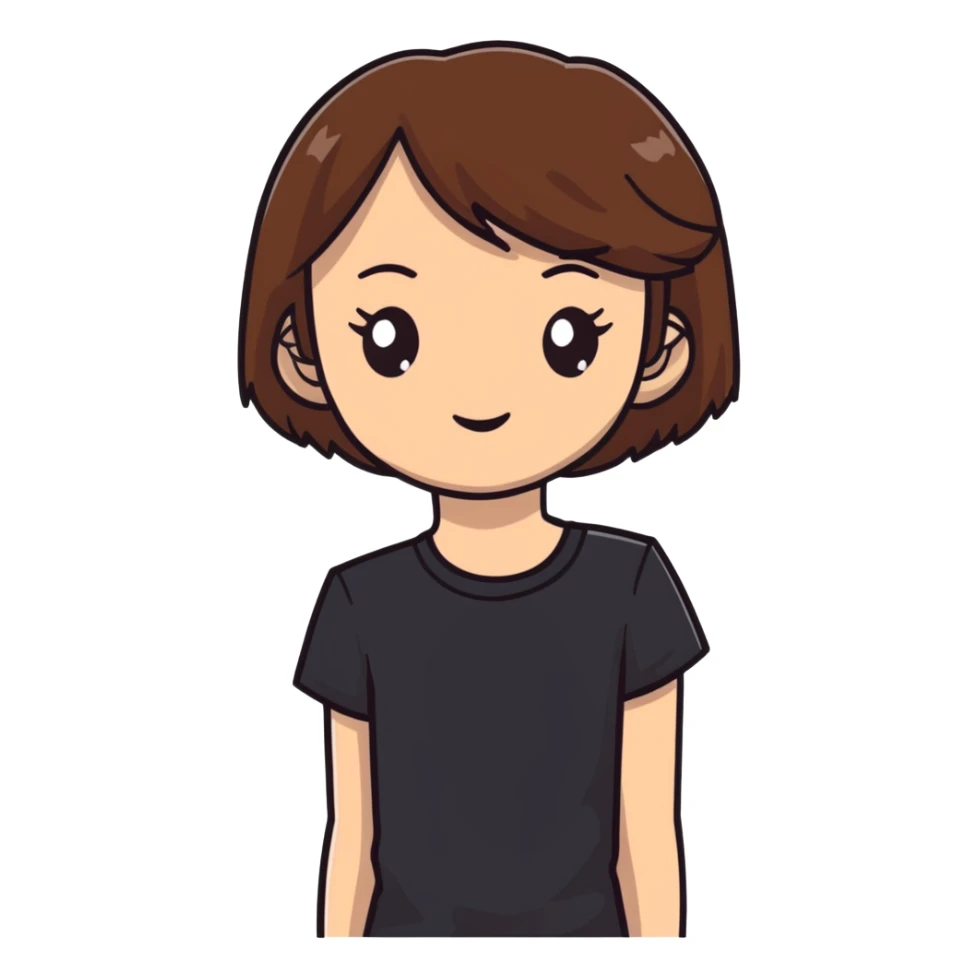 Brown straight-haired girl wearing black top sticker