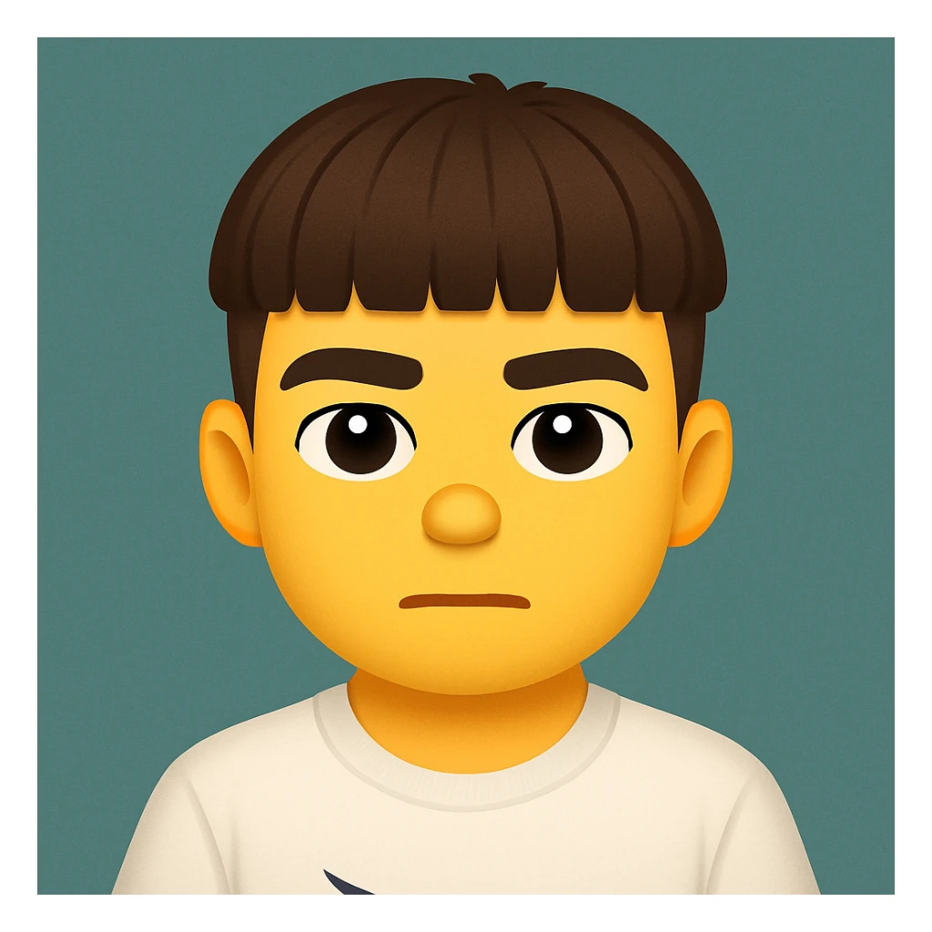 Convert this photo into an emoji style image closely resembling the original person, capturing their facial features and expression accurately. sticker