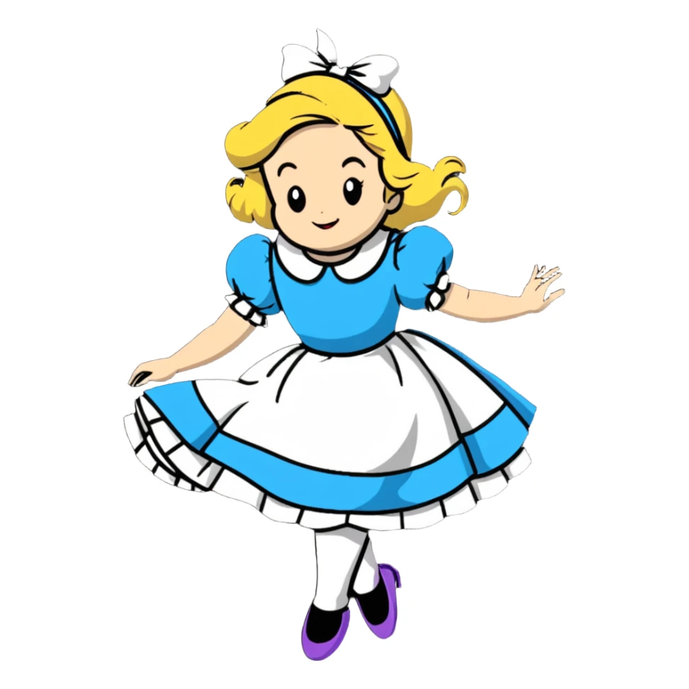 Alice in Wonderland performing a curtsey bow sticker