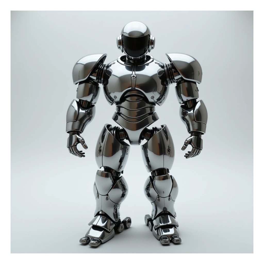 a realistic metallic robot, futuristic design, reflective surfaces sticker