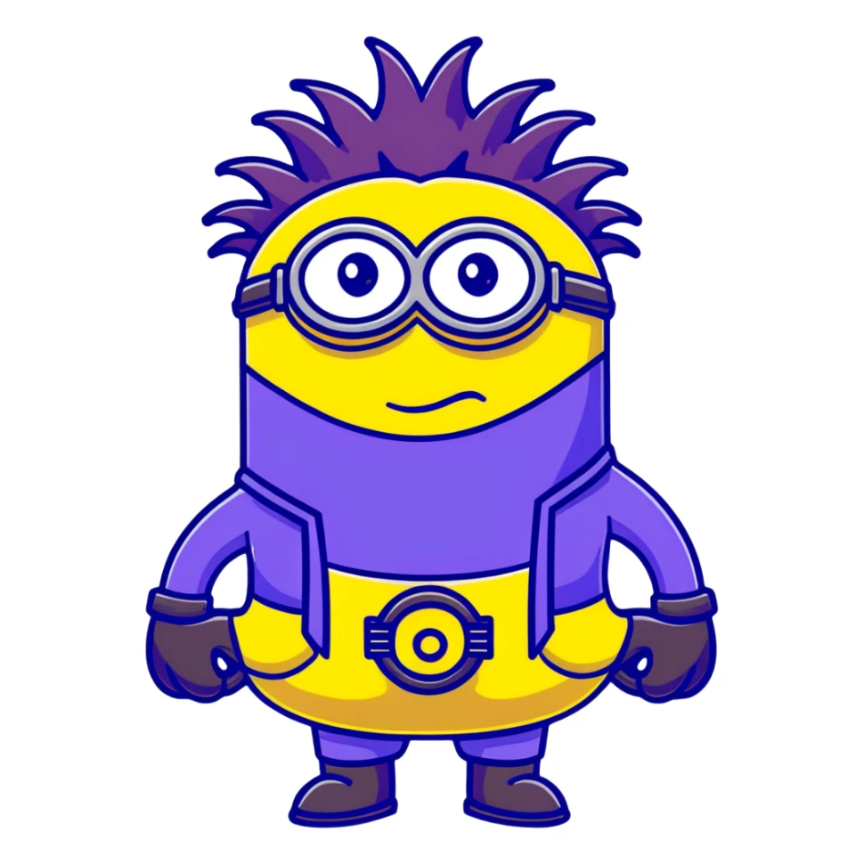 purple minion with spiky hair sticker