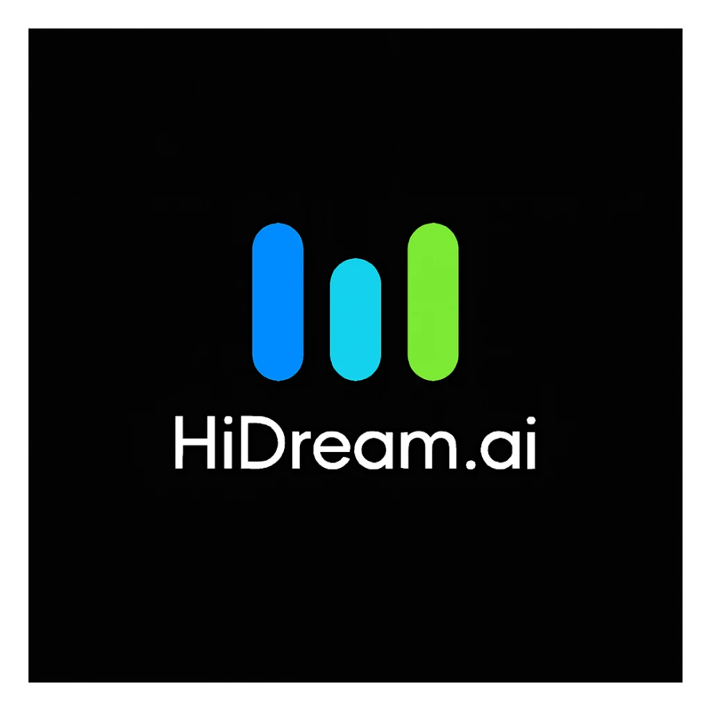 create high dream logo like this with text "HIDream Full", black background  sticker