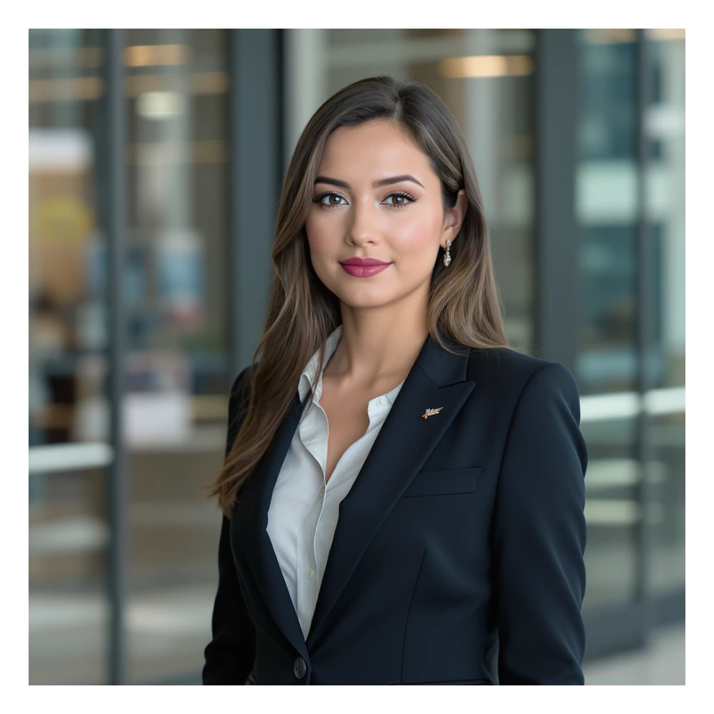 professional girl wearing a suit, standing confidently, business attire, clean background sticker
