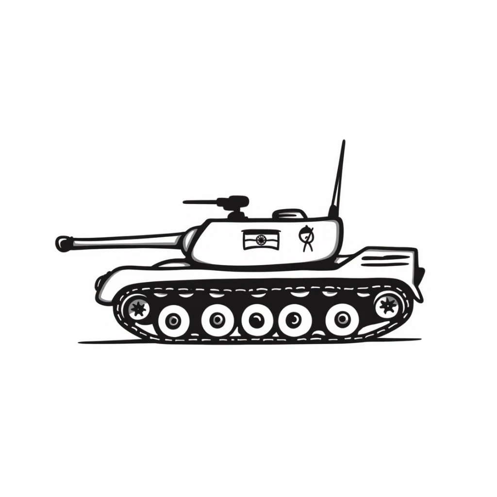 Hand-drawn Indian Army tank with Indian tricolor markings sticker