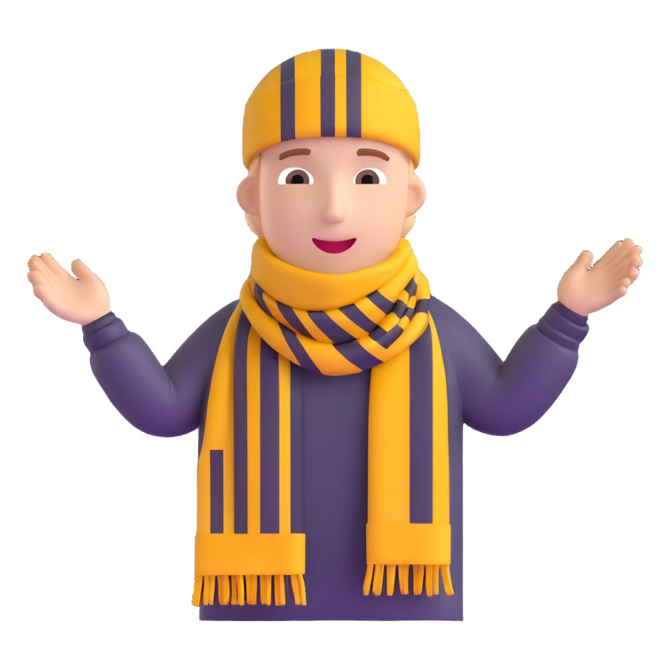 football fan cheering with a scarf sticker