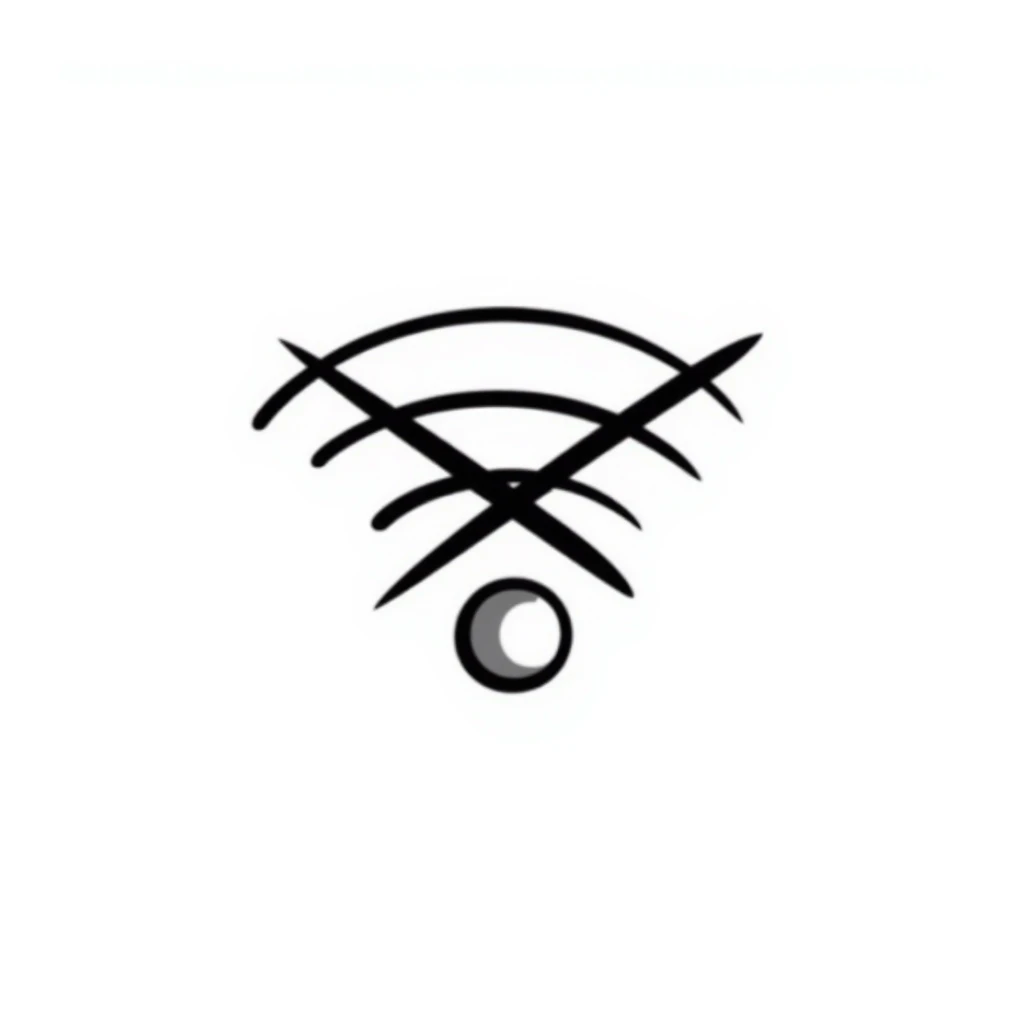 hand-drawn sketch of wifi symbol with an X or exclamation mark sticker