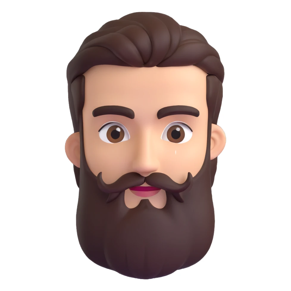 3d male character with bushy beard and thick connected eyebrows sticker