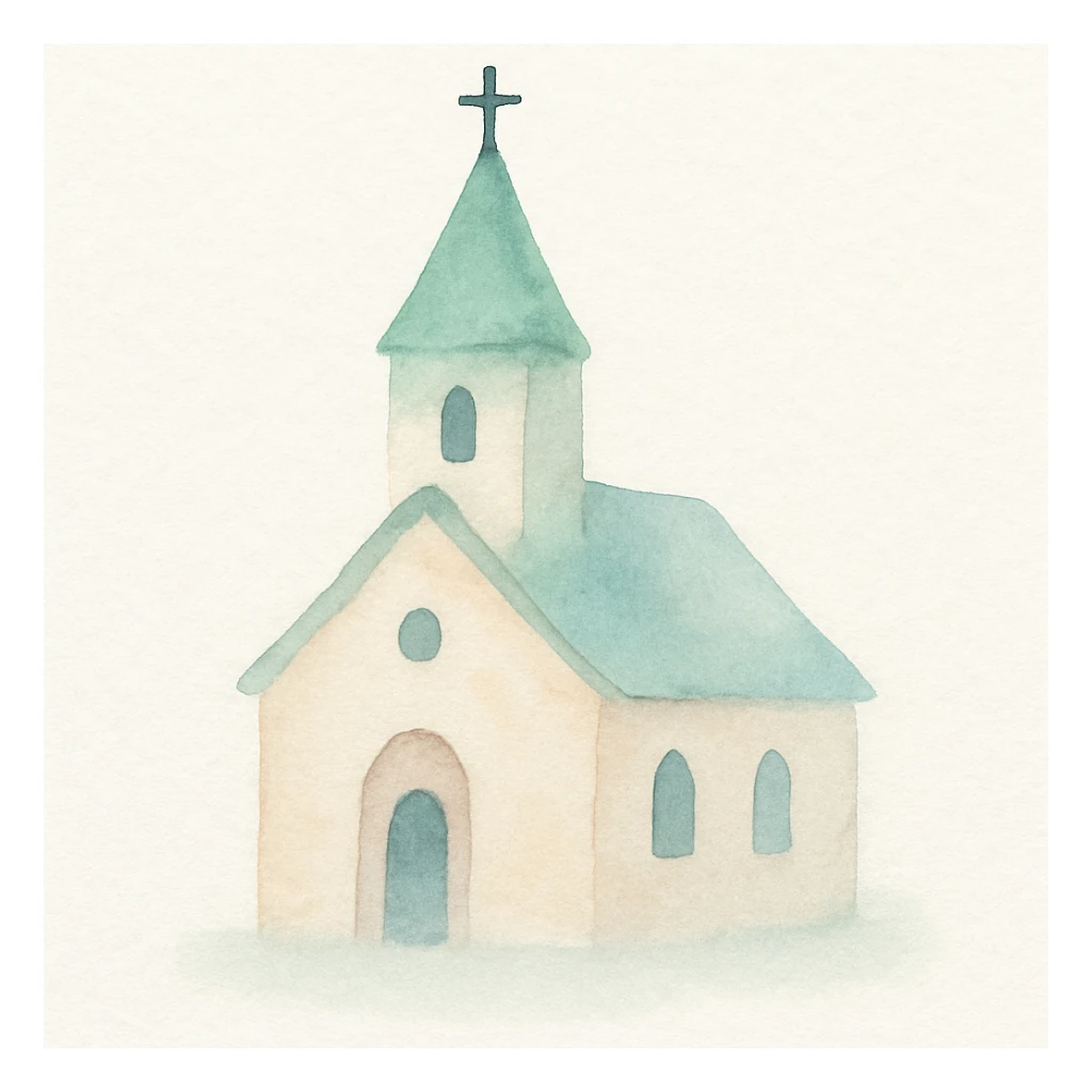 church icon, watercolor art style sticker