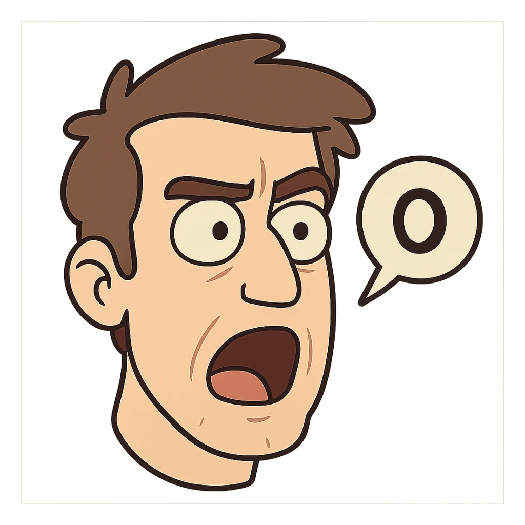 a man's face, animated style, only face visible, flat toon style, saying something sticker