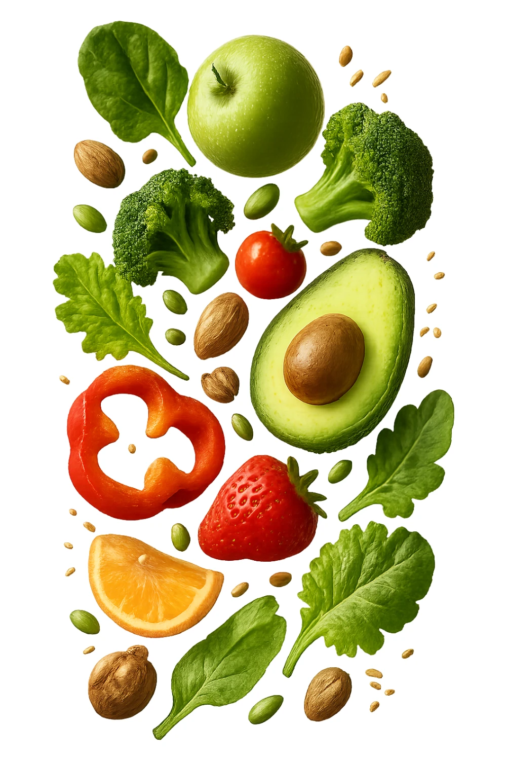 CIBO SANO CHE CADE VERTICALMENTE DALL'ALTO, IPERREALISTICO DALL'ALTO sticker