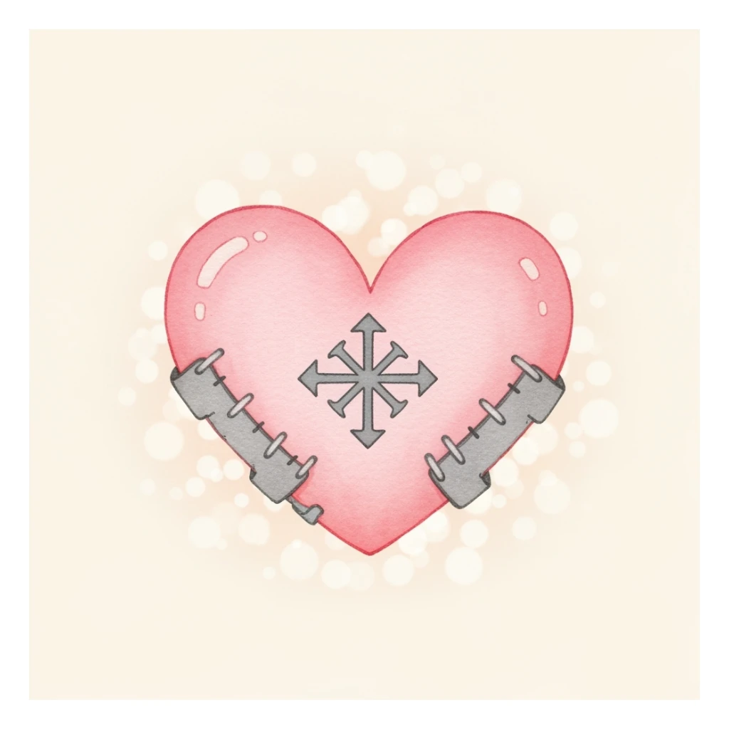 cute emo heart with a stitched patch sticker