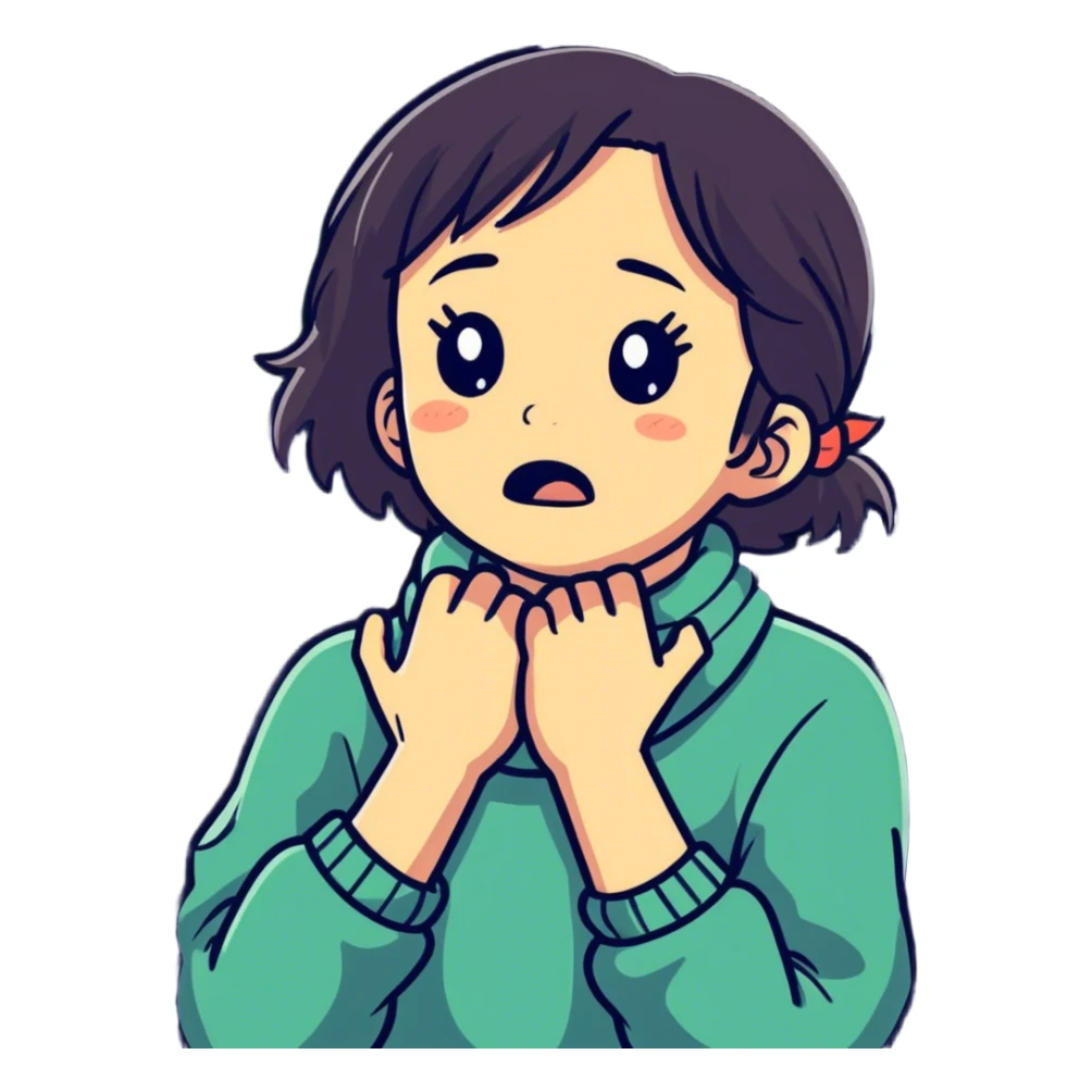 Girl choking herself as a joke sticker