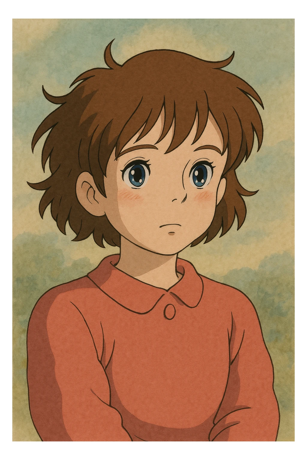 a character similar to the reference image, ghibli style sticker