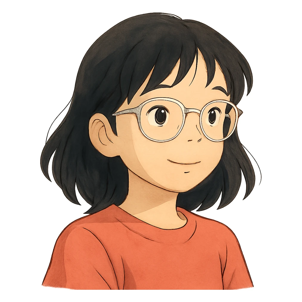 ghibli style asian girl with clear glasses sticker