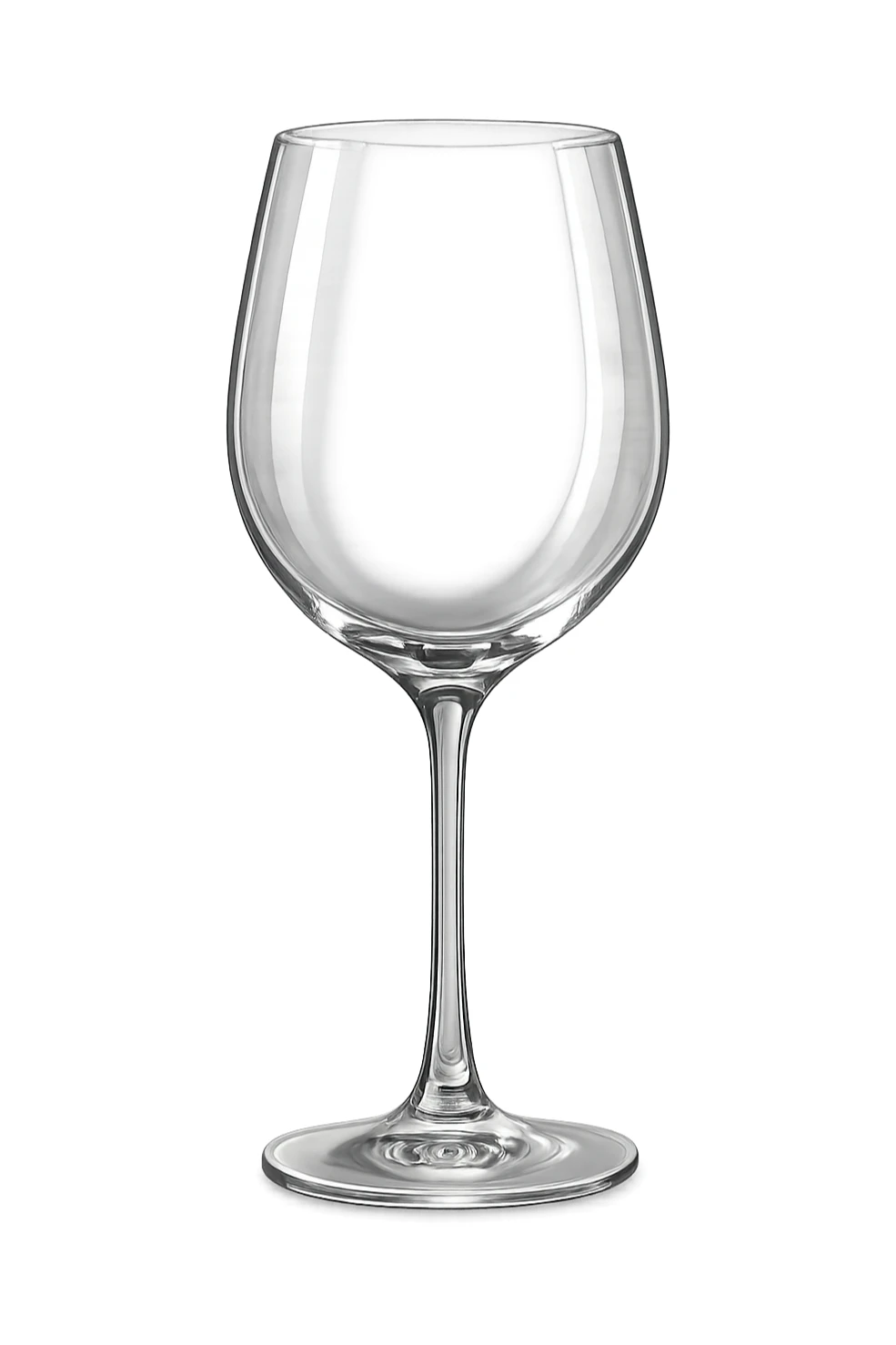 Create a simple and luxurious wine glass icon with a real glass feel, transparent background. The style should convey elegance and realism, focusing on the delicate and clear glass texture, inspired by the referenced wine glass images. sticker