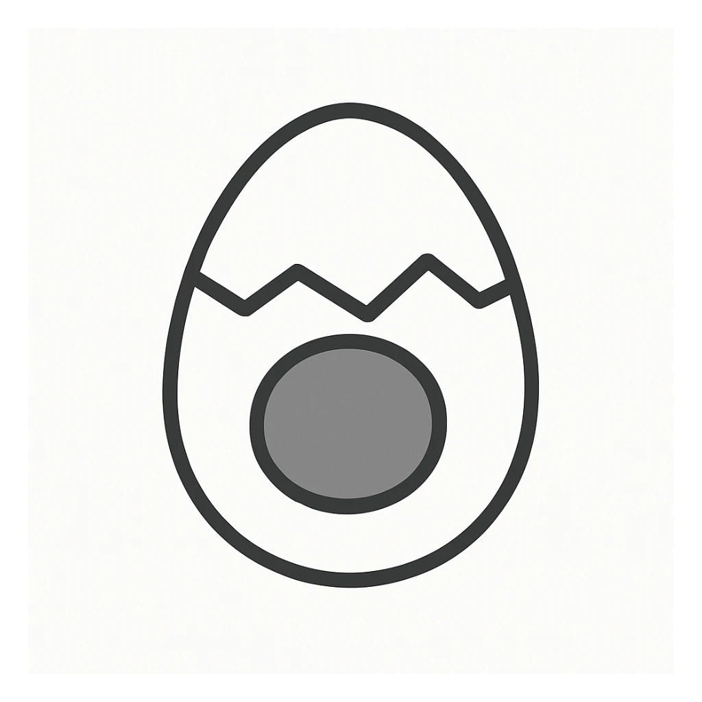 cracked egg with yolk showing, minimal style sticker