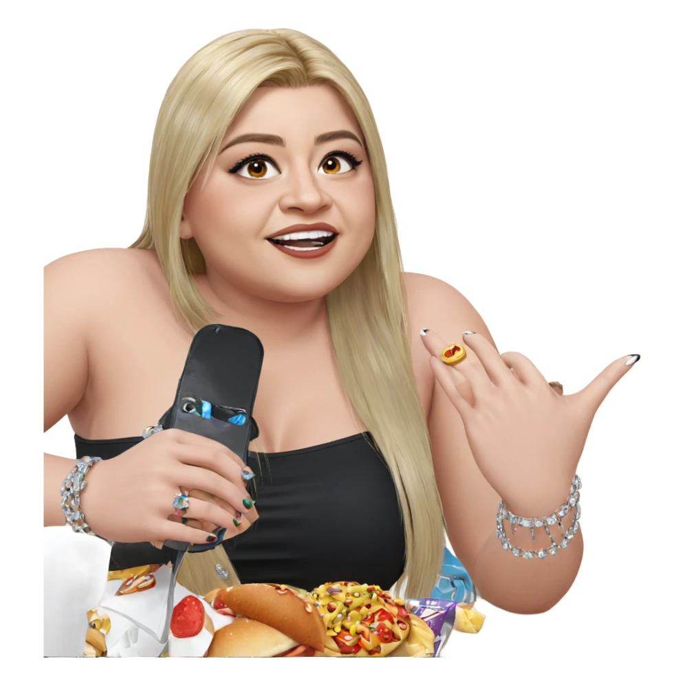 girl with food and jewelry sticker