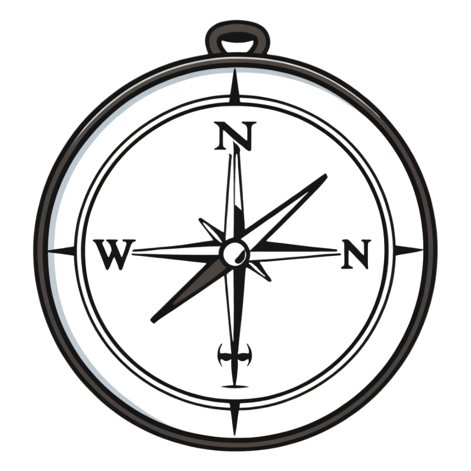navigational compass with white awareness ribbon sticker