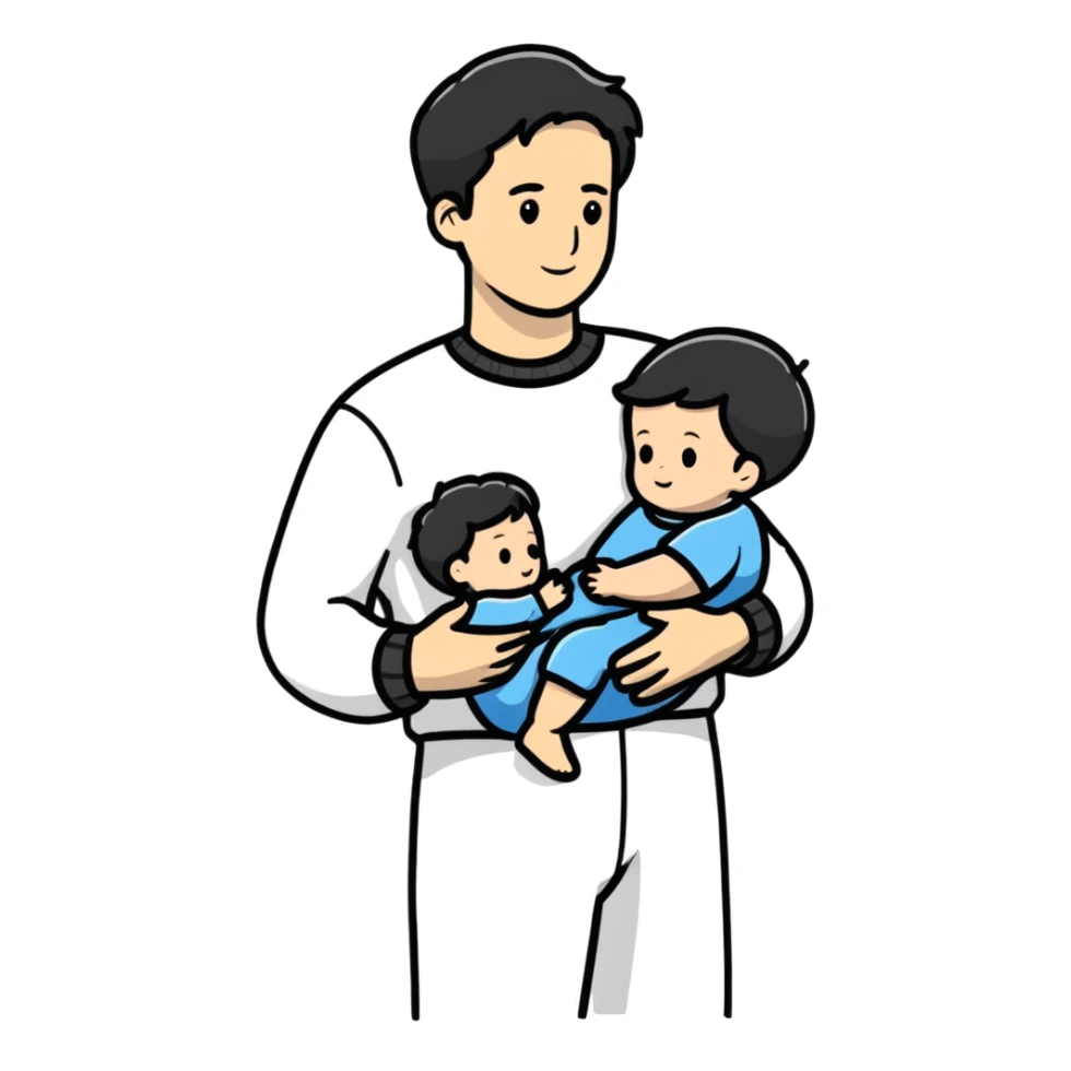 White man holding a child, parent and child sticker