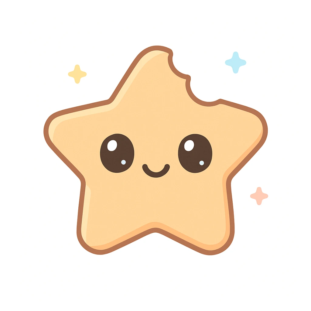 dalgona candy with star shape, bitten candy, inspired by Squid Game, kawaii style sticker