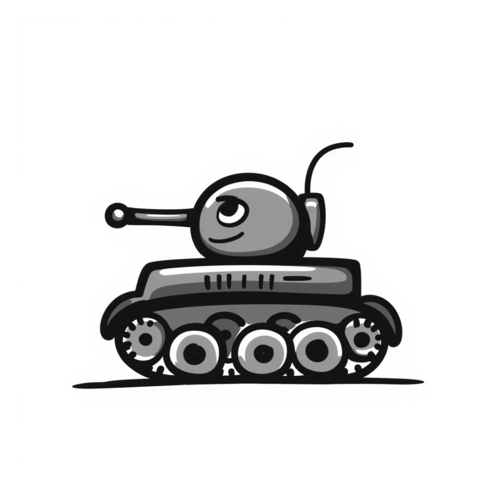 A tank in the style of black doodle sticker