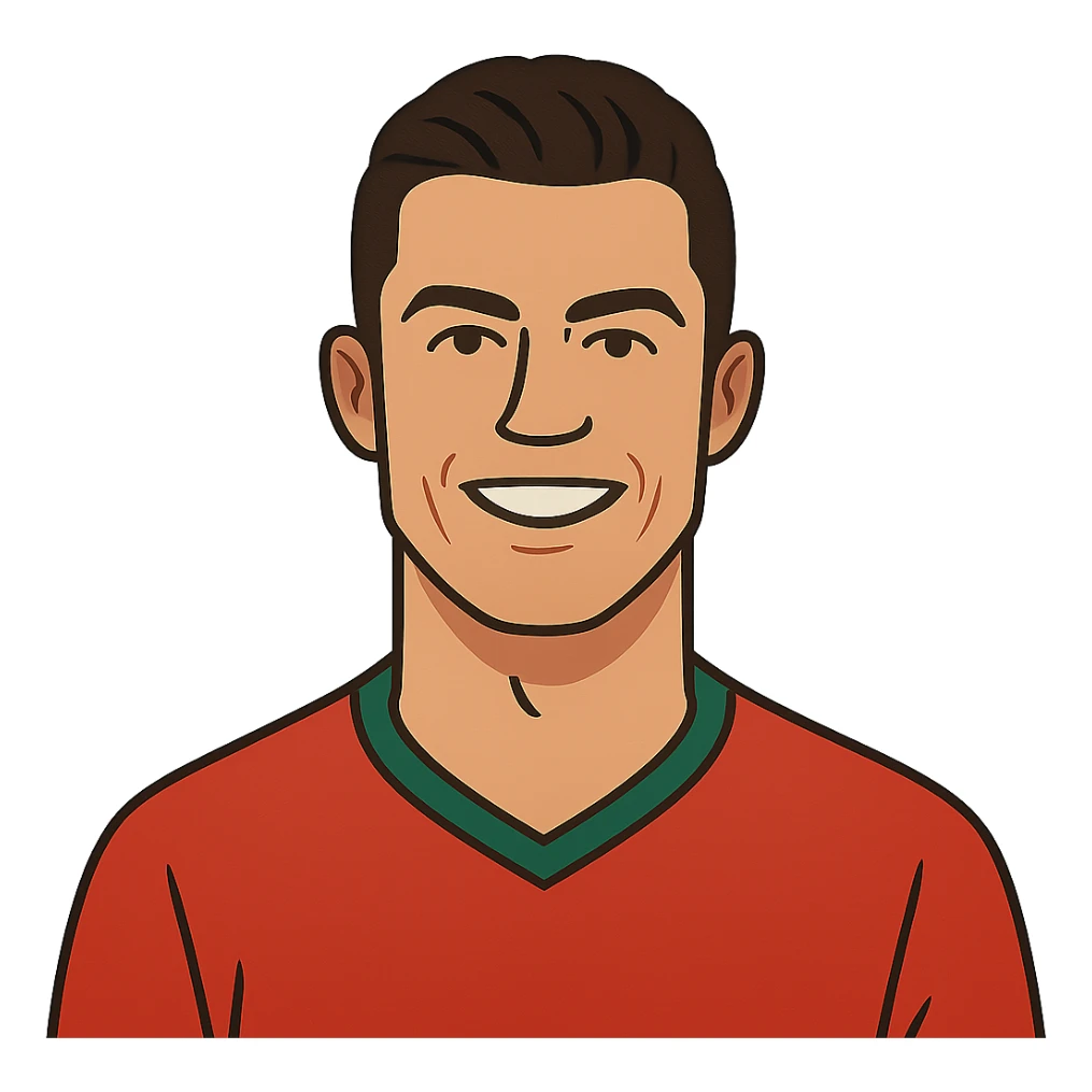 flat toon style portrait of Ronaldo sticker