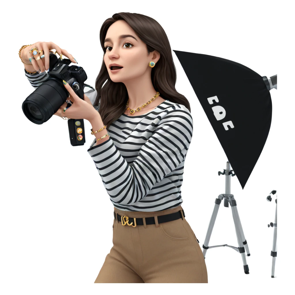 girl with jewelry and camera sticker