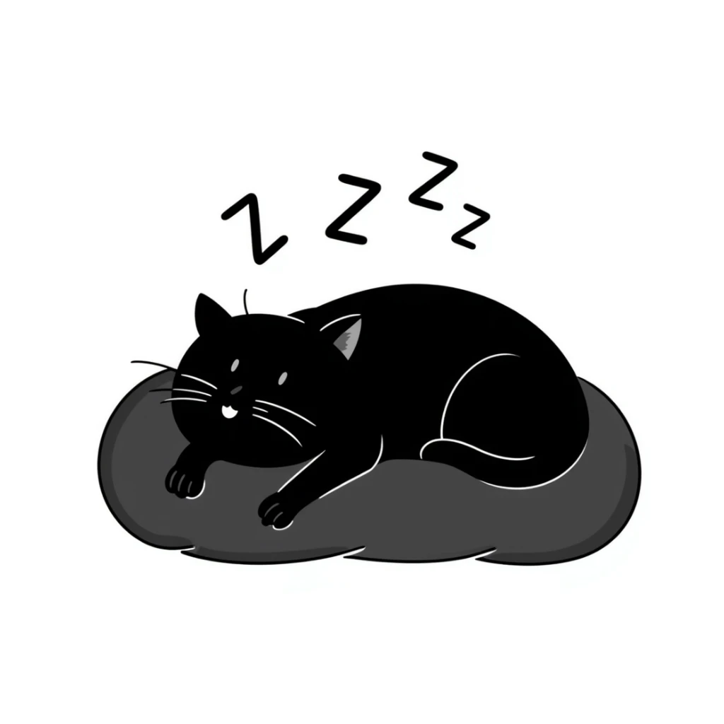 Simple sketch of a cat sleeping with ZZZ above its head sticker