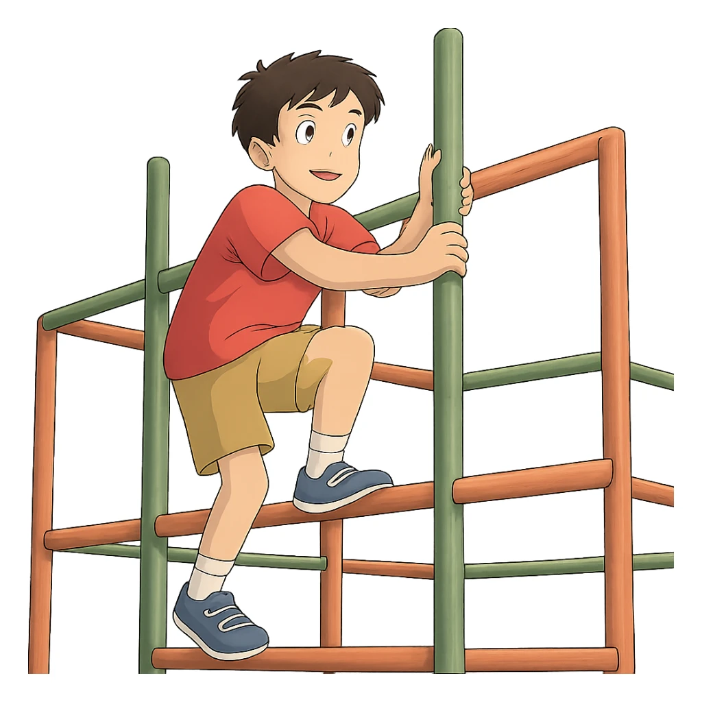 ghibli style person climbing on a jungle gym sticker