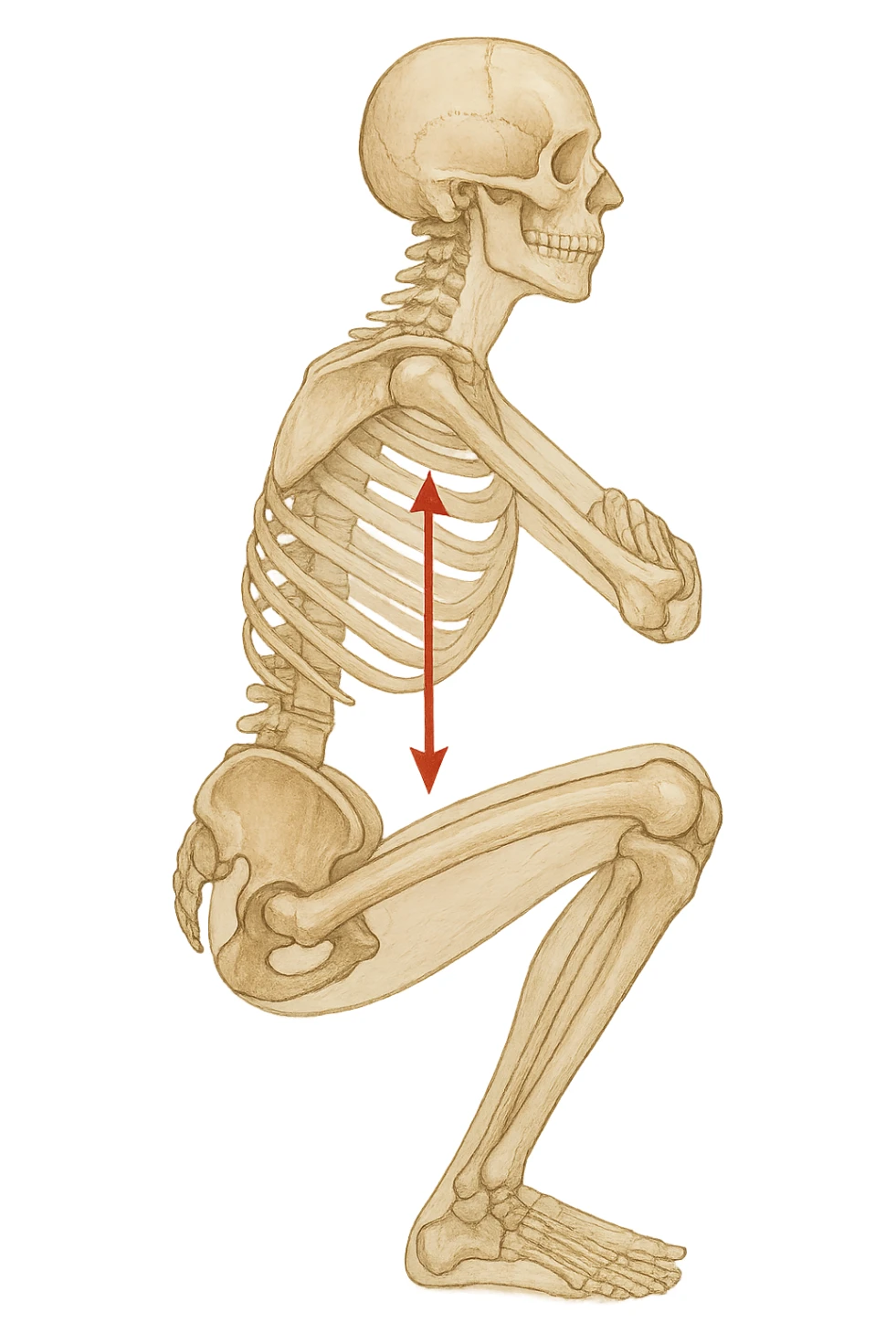 Allineamento visto anatomicamente durante uno squat tra bacino e torace sticker