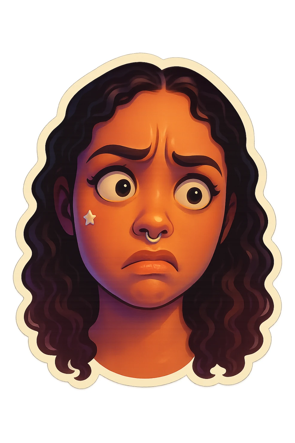 confusion in the face  sticker