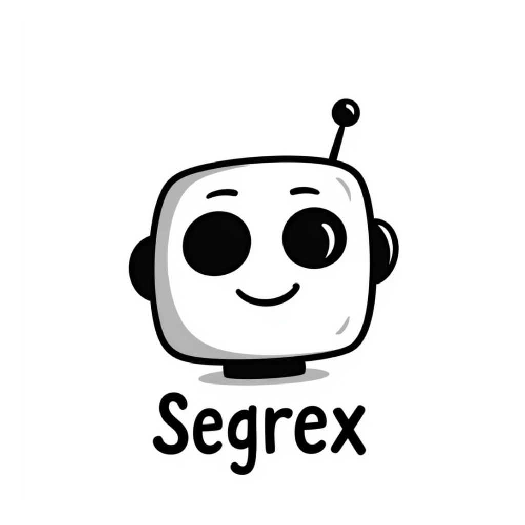 smiling robot head with an elbow sign and the word 'Segrex' sticker